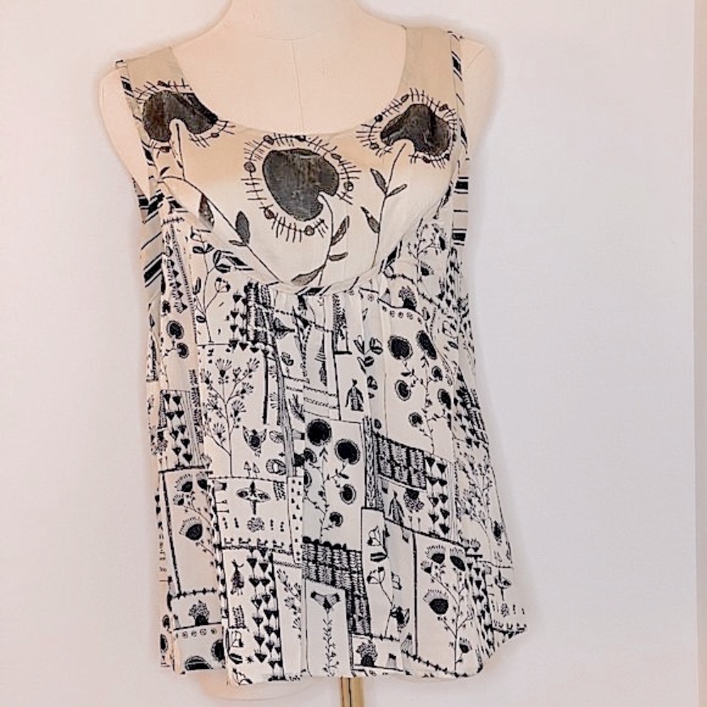 COTÉLAC - flared printed tank top - style # CG3B040 - perfect condition